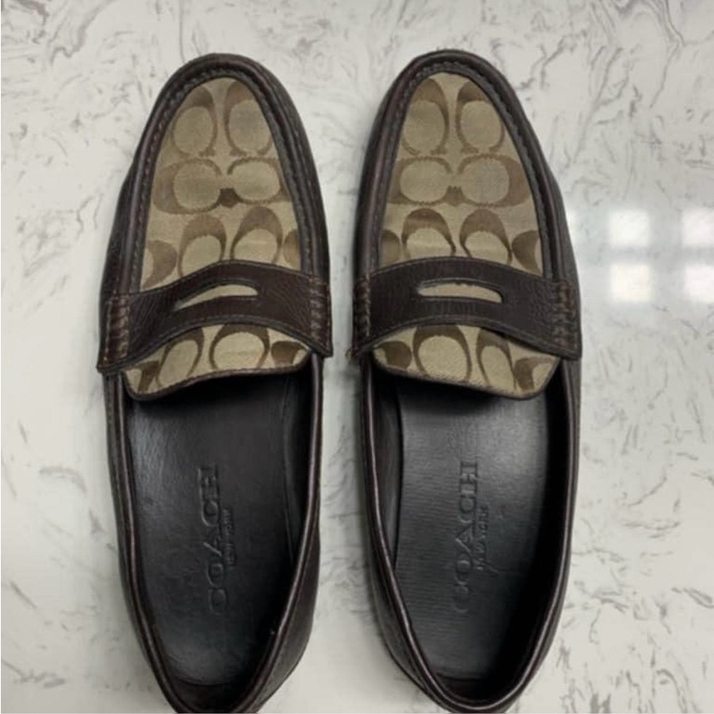 Coach Brown Slip-On Loafers with Moccasin Stitching